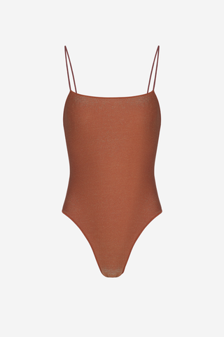 High-Leg One-Piece Swimsuit – Bronze